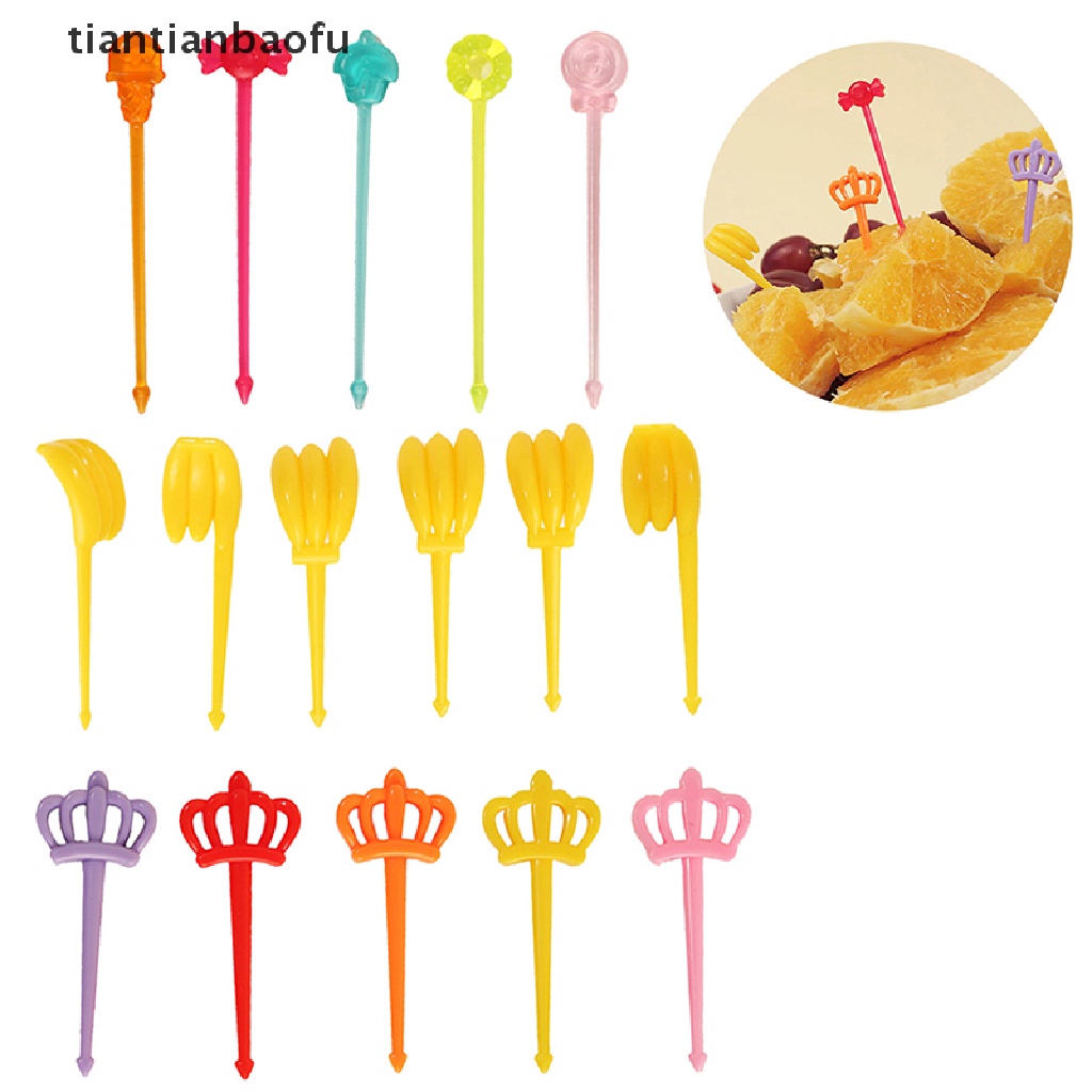 12 / 20Pcs Garpu Buah / Kue / Bento Mini Bahan Plastik Food Grade Untuk Dekorasi Pesta