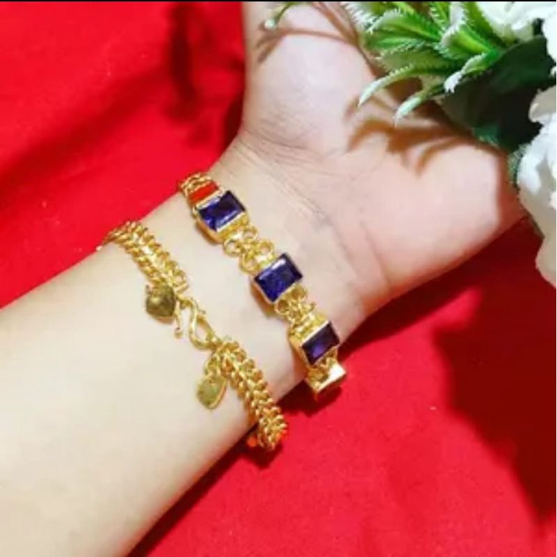 Gelang emas lapis kristal