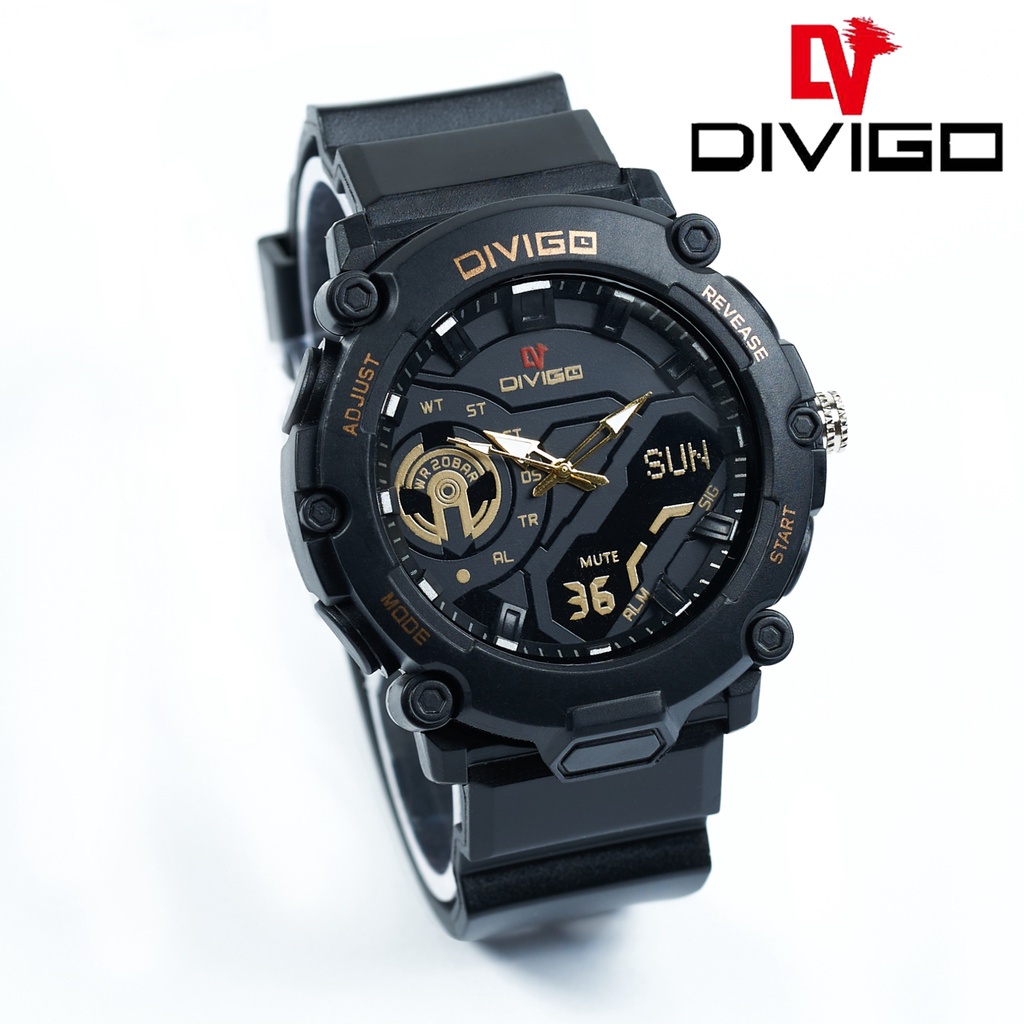 Jam Tangan Divigo Analog Sport Original Strab Rubber D-27