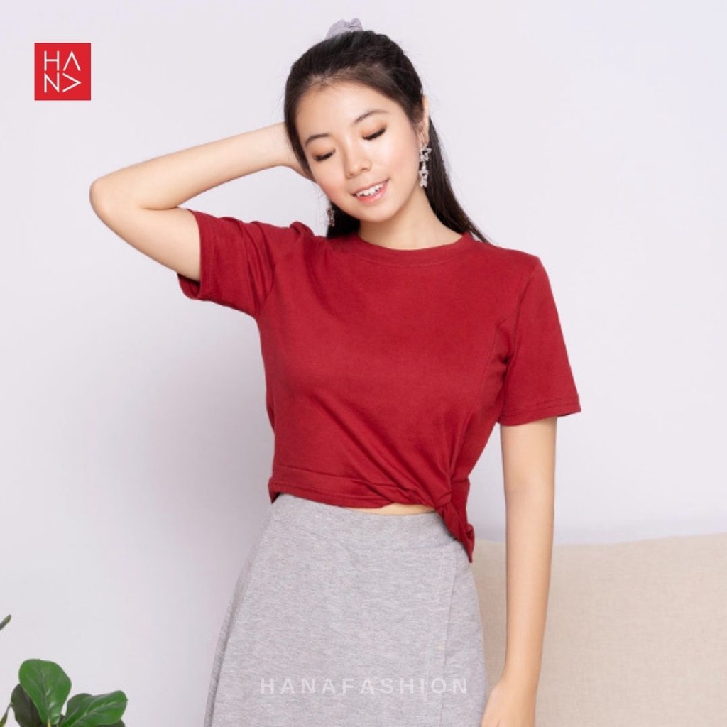 Hana Fashion - Daphne Twisty T-Shirt - Kaos Polos Wanita Korean Style - TS003