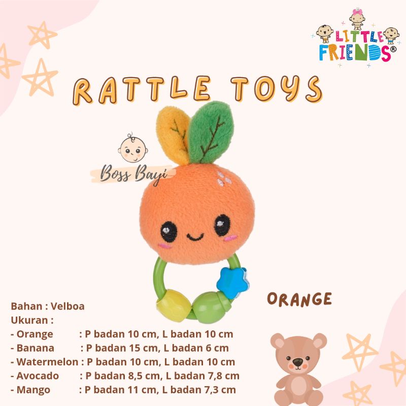 LITTLE FRIENDS Rattle Toys Fruits / Mainan Genggam Bayi Anak Bentuk Buah