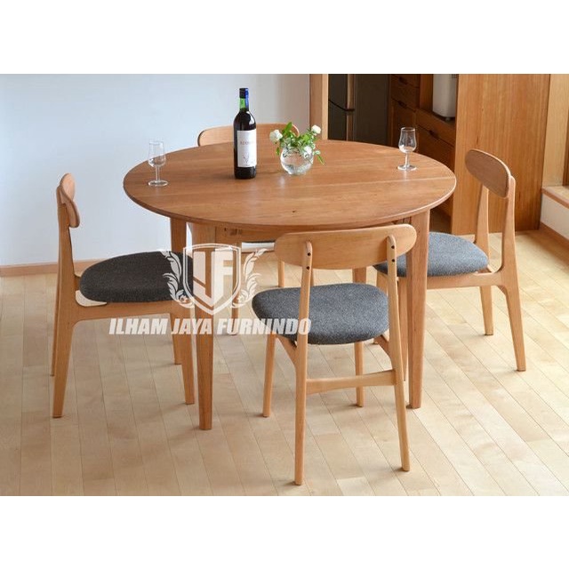 Meja Kursi Makan Bundar Minimalis Jati Jepara