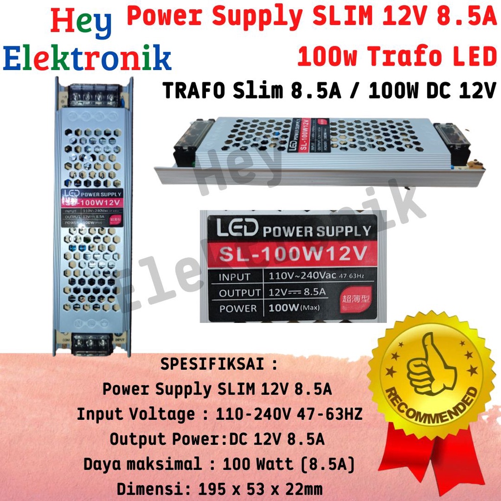 Trafo Power Supply Slim 12V 5A 8.5A 12.5A