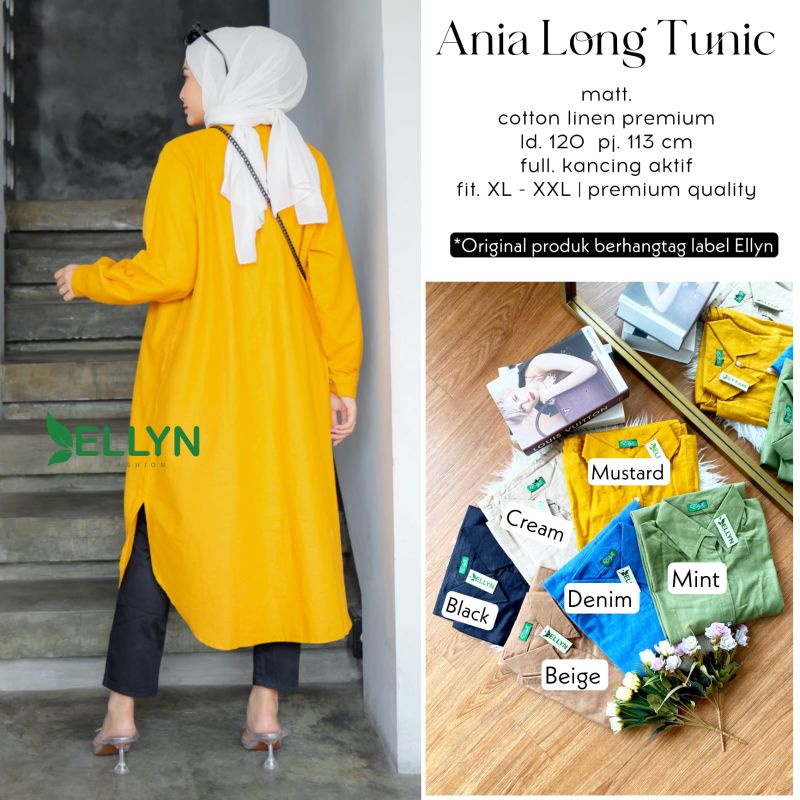 Long tunik polos kemeja terbaru | Anoa long tunik katun ellyn