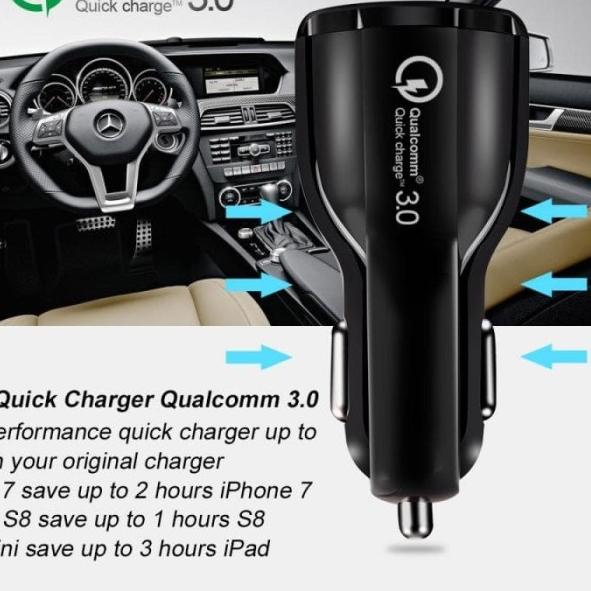 Car Charger QC3.0 Dual USB Fast Charging Qualcomm Quick Charger 12-24V