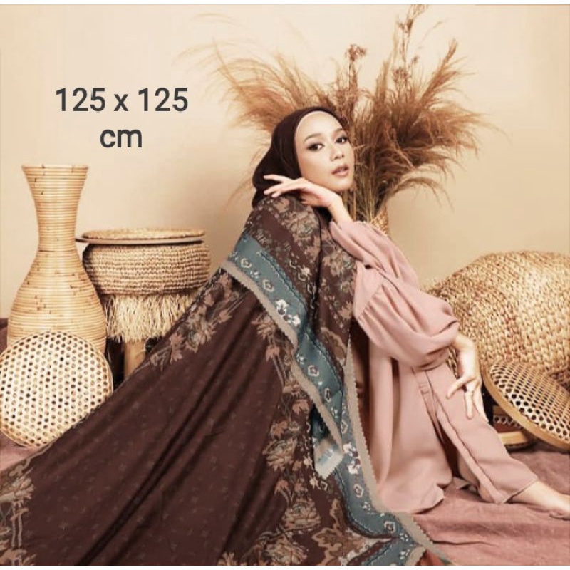 SALE HIJAB / SYARI SCELLOO COKLAT / COD / KERUDUNG VOAL MOTIF / SEGI EMPAT VOAL / JILBAB TERBARU / L
