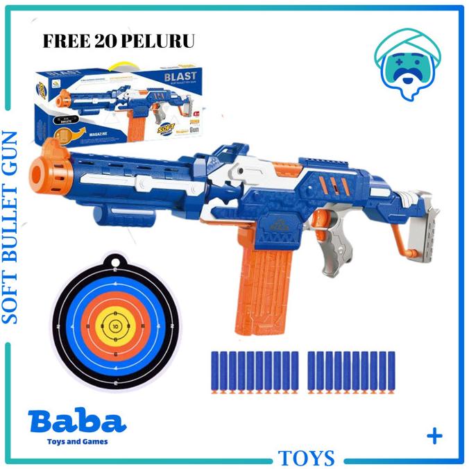 Mainan Anak Tembakan Otomatis SOFT BULLET GUN RIFFLE M16 NOT NERF stock ada