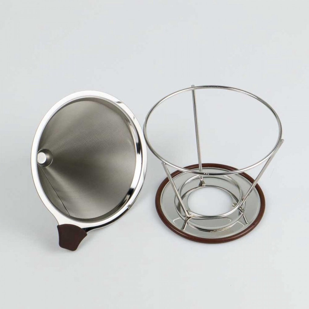 Filter Stainless Saringan Penyaring Kopi Teh V60 Drip Dengan Holder