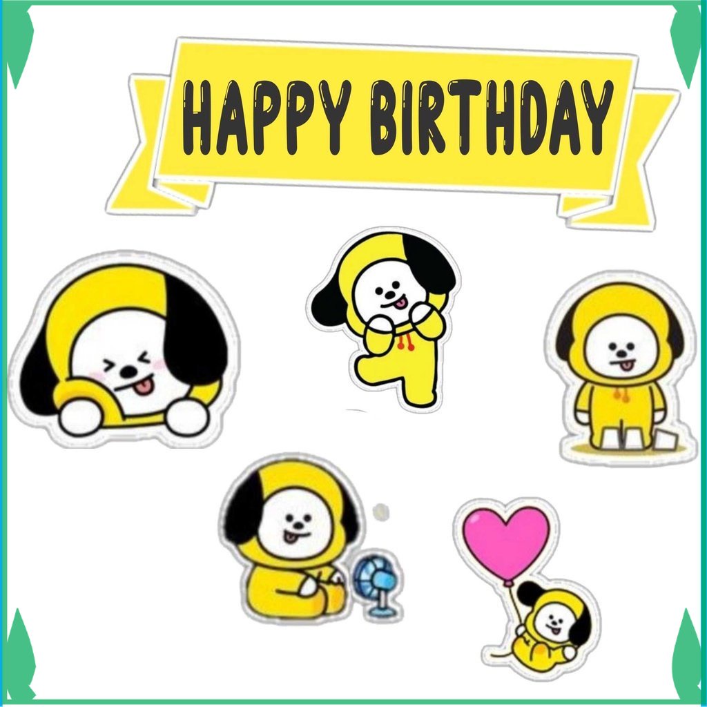 

TOPER KUE TOPPER CAKE TOPPER ULTAH TOPPER ULANG TAHUN / HIASAN KUE BT21 FADHILSOUVENIR