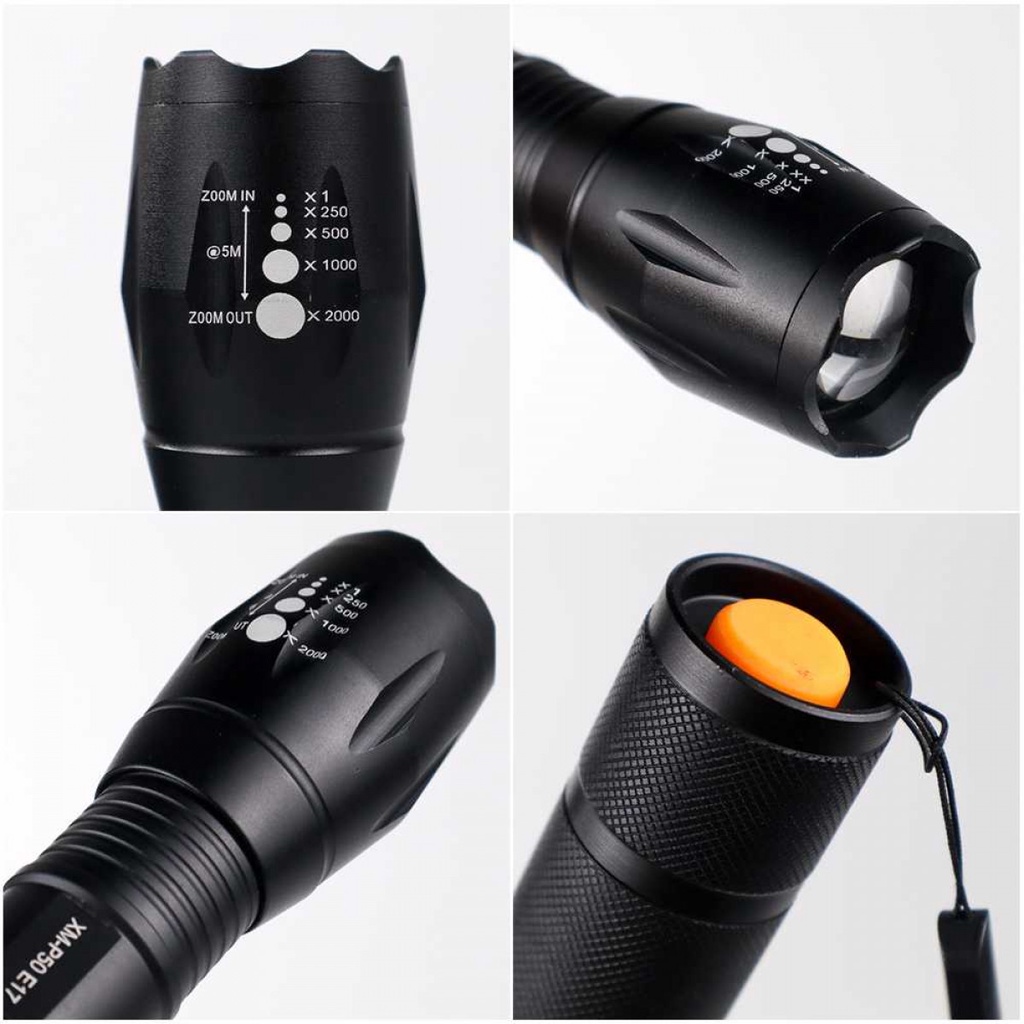 Paket Senter LED Flashlight Cree XM-P50  Baterai  Charger - E17