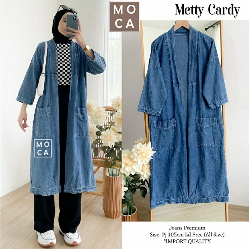 Metty Cardy, KARDIGAN JEANS CANTIK MODIS FIT XXL LD 110 BAHAN JEANS WASH PREMIUM TERMURAH OOTD