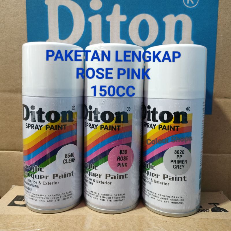 Pilok Cat Diton Rose pink 830 Primer Grey Epoxy 8020 Clear 8540 Paketan Ping Muda isi 3 pcs 150cc Pilox Cat Semprot Diton Spray Paint Paket Lengkap