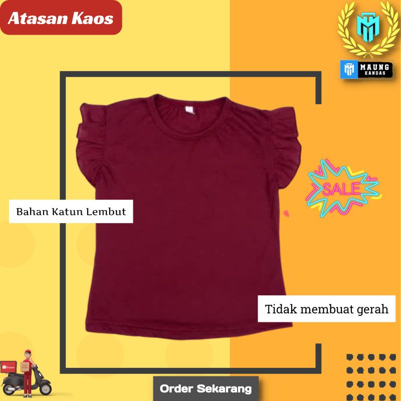 Kaos Atasan Anak / Kaos Ruffle Tee Anak / Lengan Pendek / Bahan Kaos Spandek 2-4 tahun