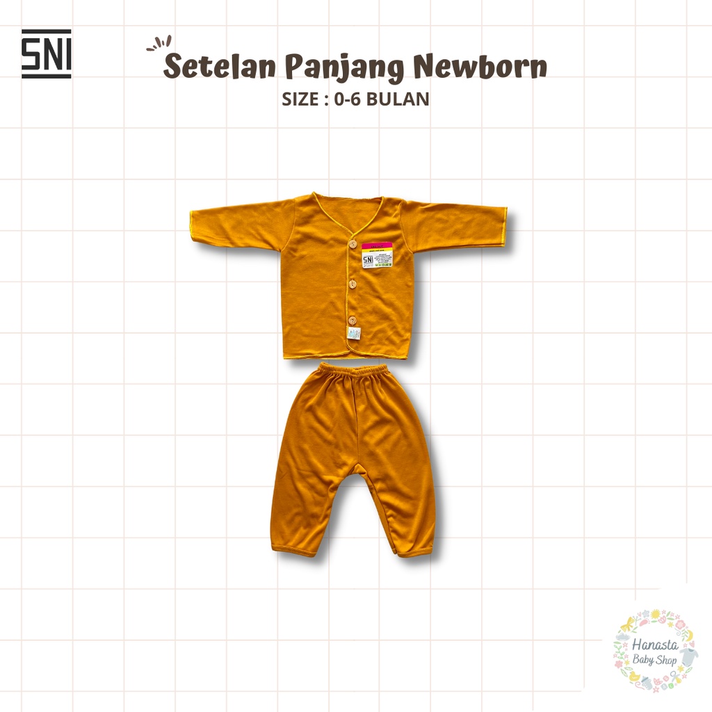 Baju Bayi Newborn Setelan Panjang Polos Baru Lahir Katun 0-6 Bulan