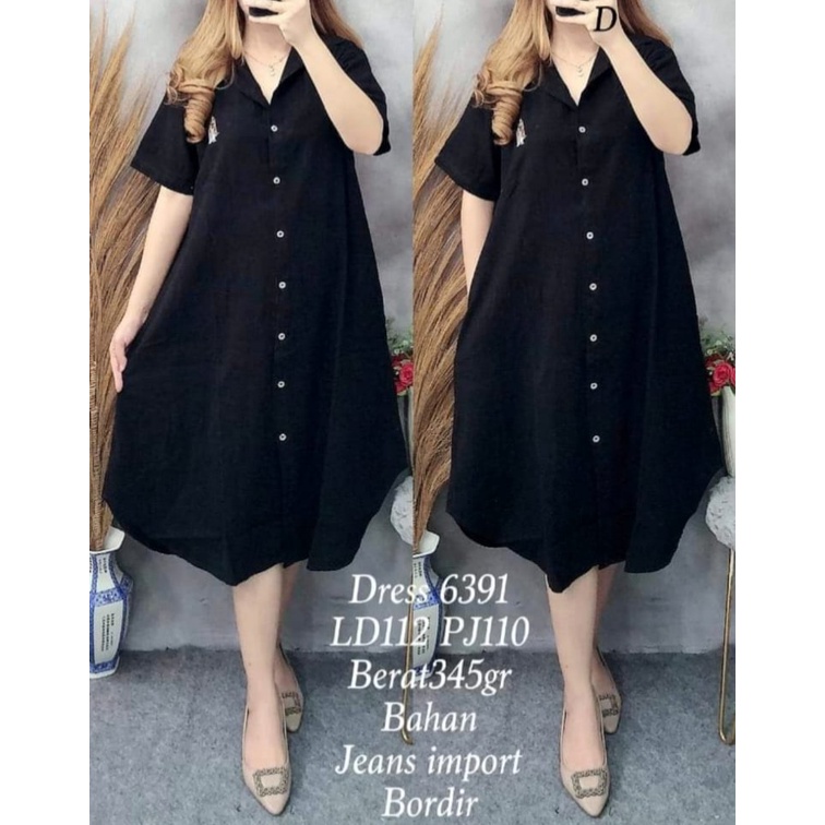 DRESS JEANS JUMBO GAMBAR BORDIR HUUSH