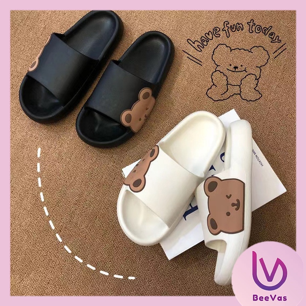 BV.ID SW836 SANDAL KARET SLIP ON TAPAK TEBAL MOTIF BEAR - SANDAL WANITA KARET TEBAL - SANDAL KARET EMPUK TAPAK TEBAL