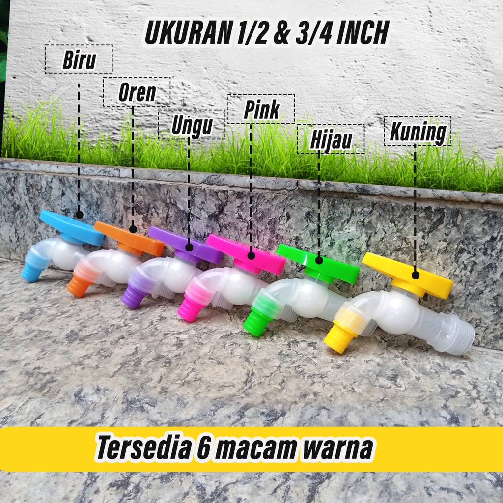 Kran Keran Air Plastik Transparan Warna Warni 1/2 inch Euro Taman kamar mandi tempat wudhu