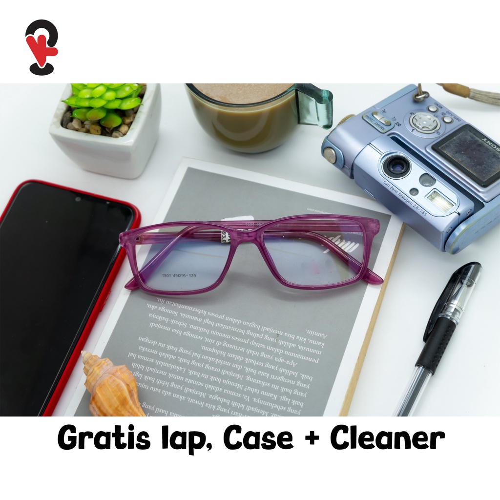 Frame Kacamata Kotak Kecil Warna Magenta