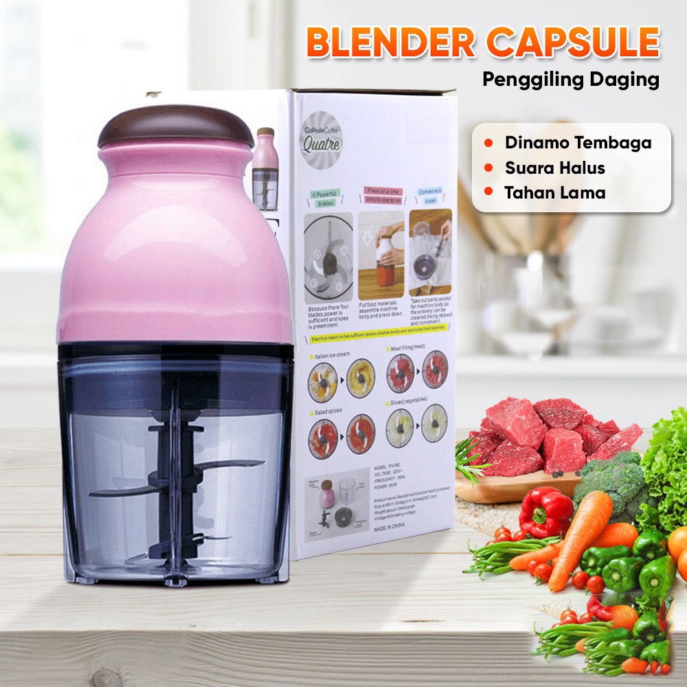 Jual Blender Kapsul Serbaguna Chopper Daging Plastik Penggiling Daging ...