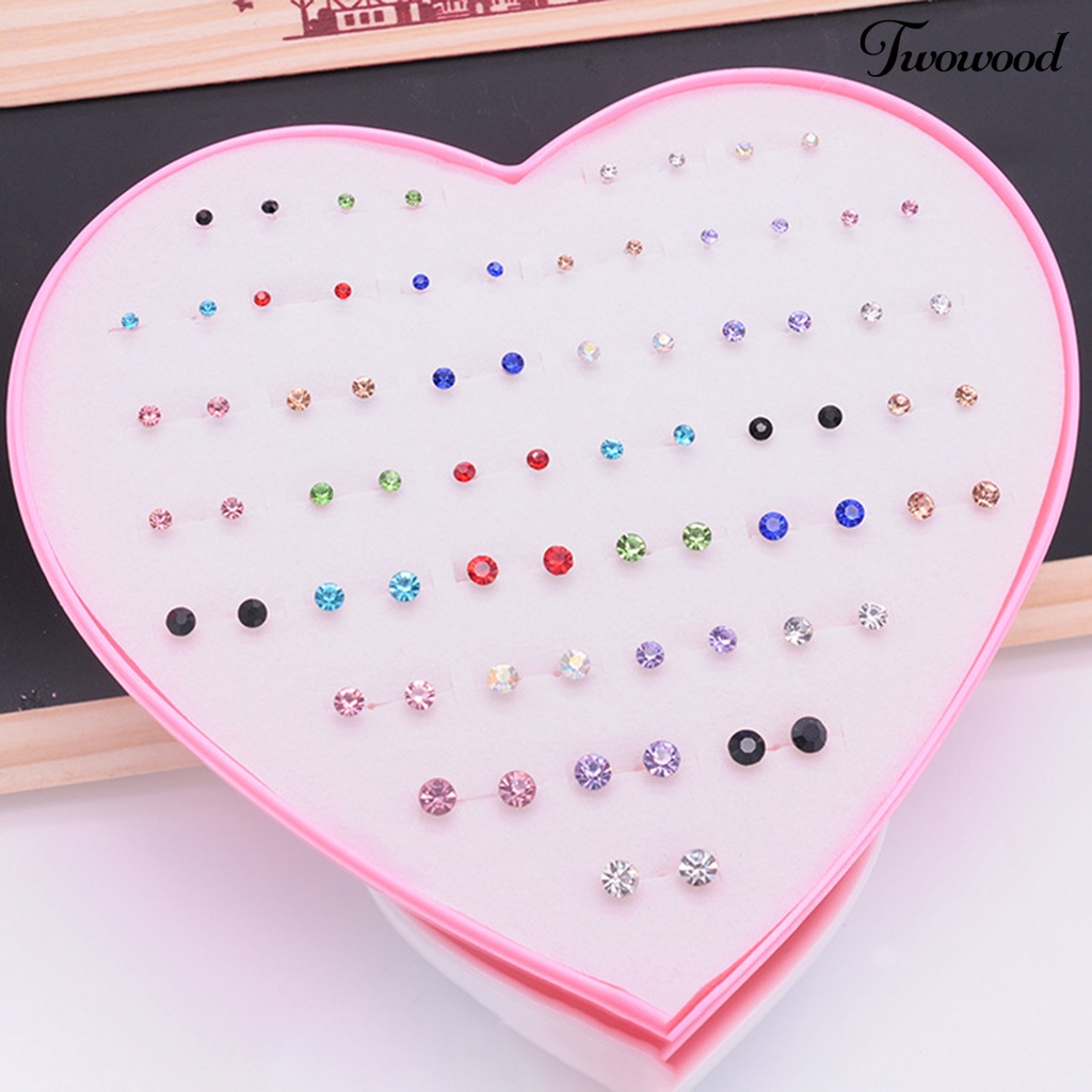 36 Pasang / Set Anting Stud Bentuk Kartun Warna-Warni Bahan Stainless Untuk Wanita