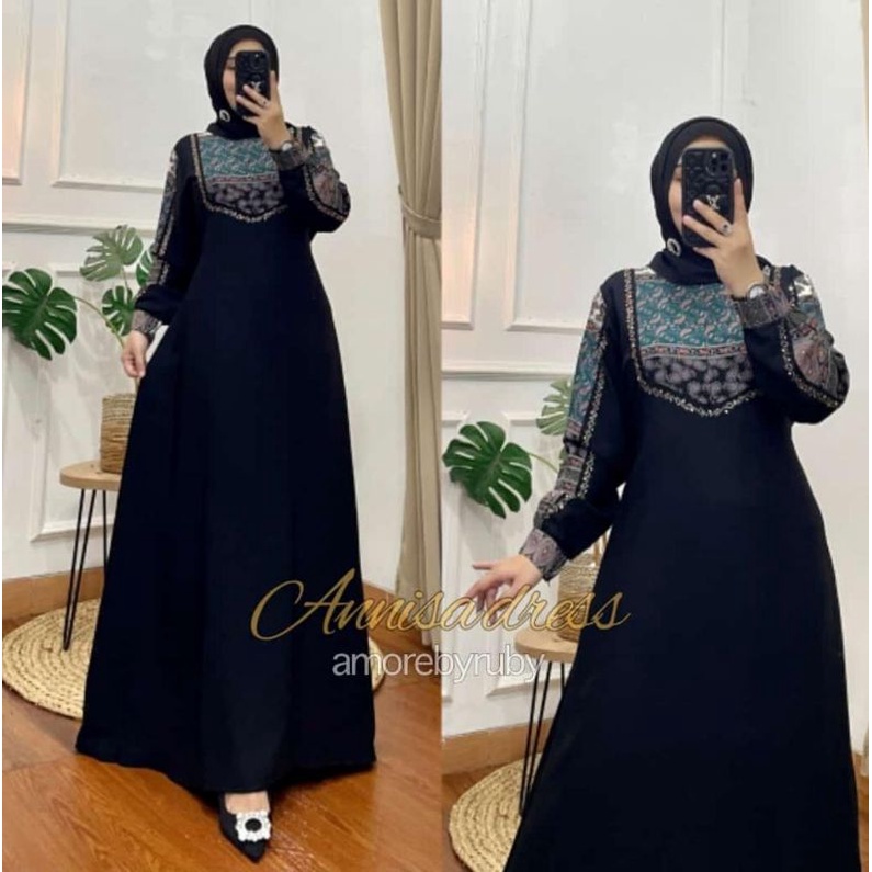 Annisa dres oryamoreby Ruby/gamis elegan/gamis aswan+jetblack/abaya/adhista new/gamis lusy terbary