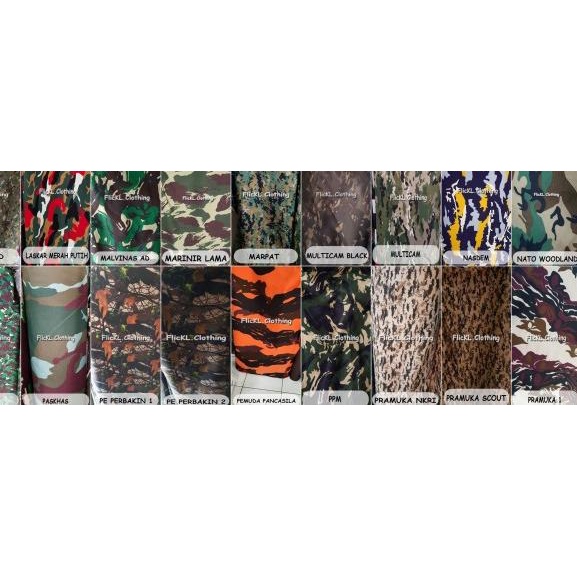 Bahan Kain Loreng Camo Celana Pants Cargo PDL Twill Polos Ripstop