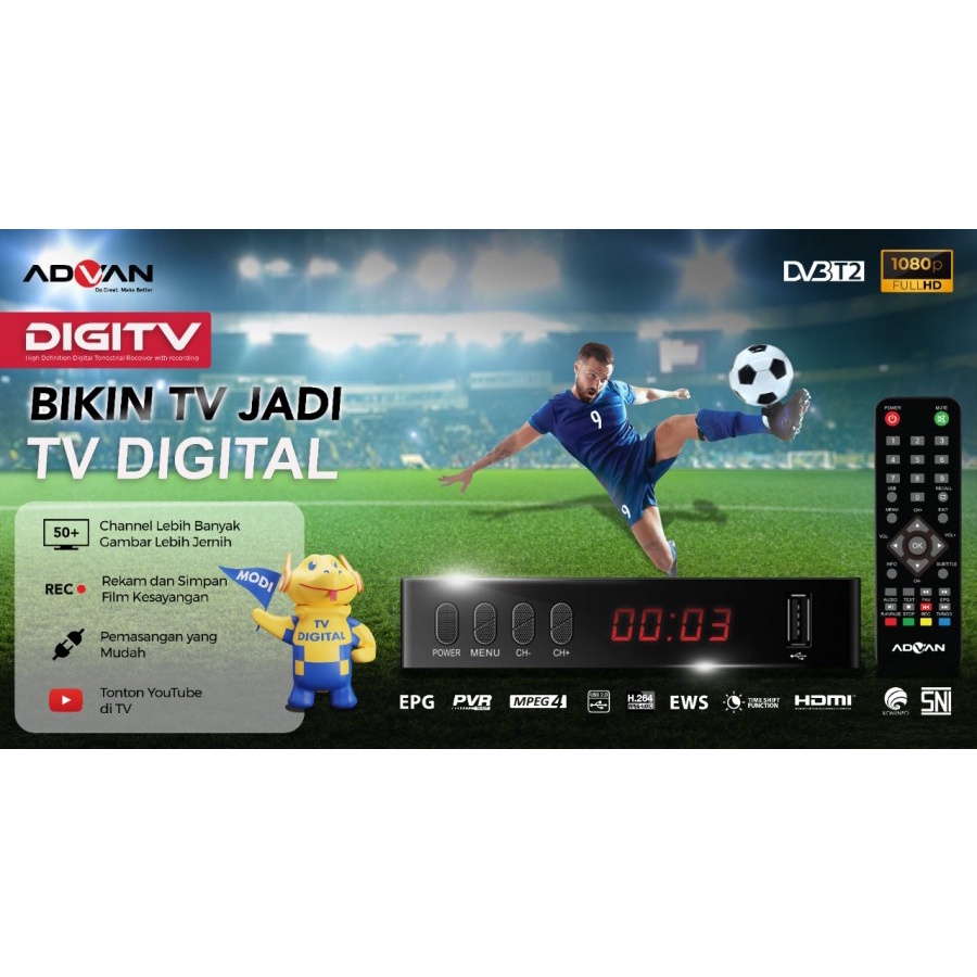 STB Set Top Box Advan Digitv TV Digital Full HD Original