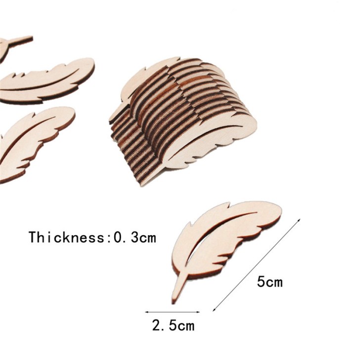 Mini Wood Feather Ornament Decor - Hiasa Bulu Kayu Dekorasi Kecil