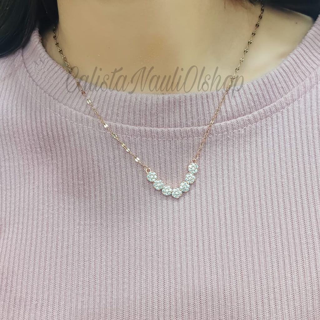 KALUNG TITANIUM FULL PERMATA PERHIASAN EMAS KOREA ANTI KARAT DAN ANTI LUNTUR