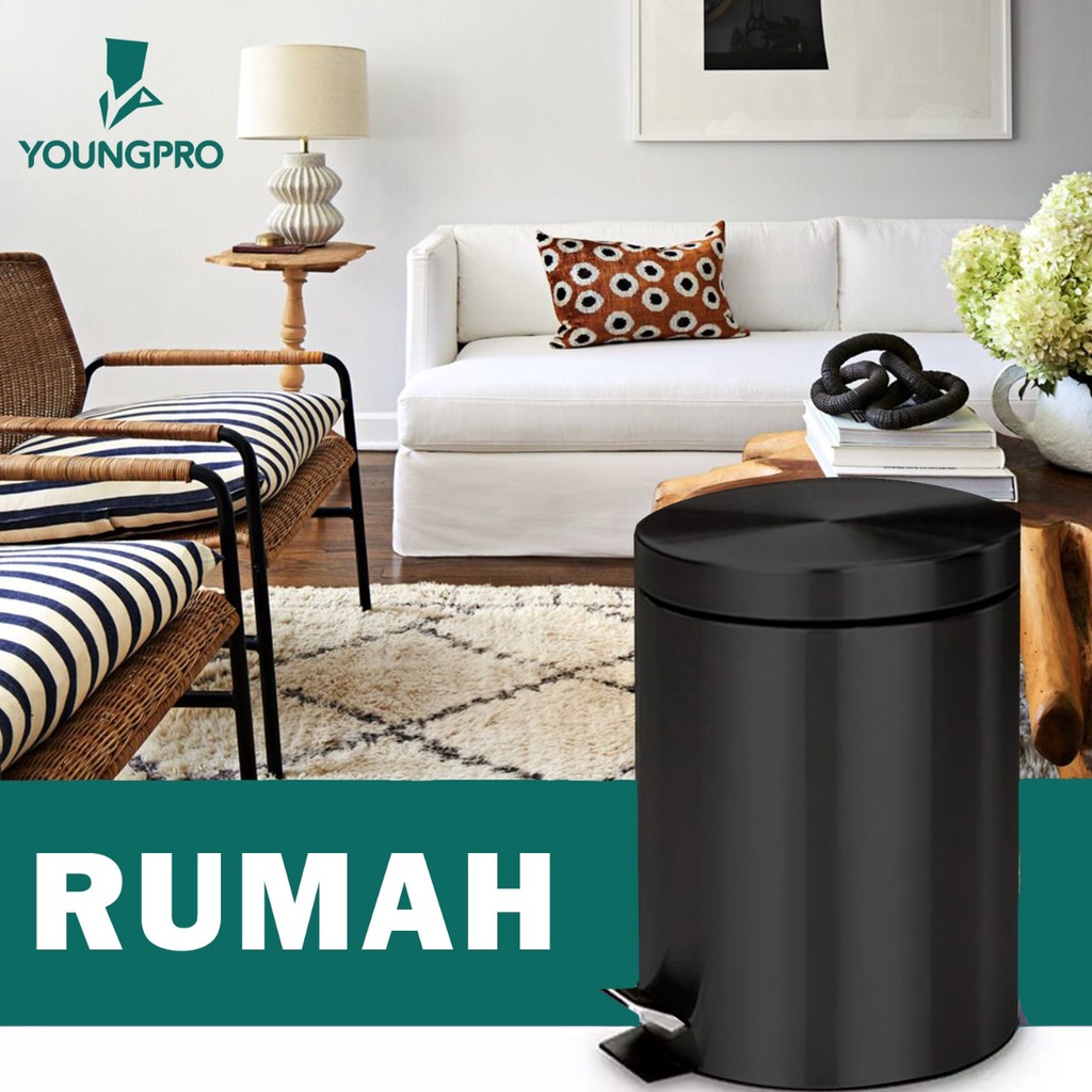 YOUNGPRO DUST BIN 5L &amp; 8L TEMPAT TONG SAMPAH Tertutup Minimalis Kotak Sampah Ruang Tamu Dapur Kamar Mandi Tempat Sampah