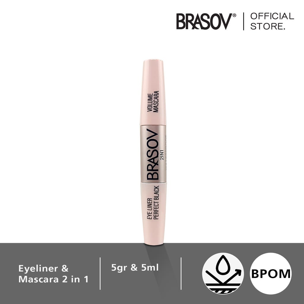 Brasov 2in1 Volume Mascara &amp; Eye Liner Perfect Black Waterproof