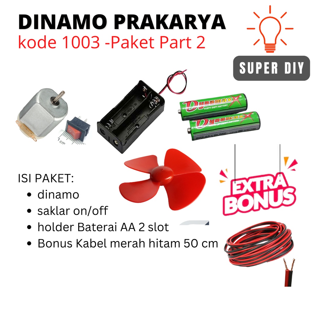 Paket Dinamo kipas prakarya sekolah  / rangkaian kipas / rangkaian dinamo kipas / kipas kit / merangkai kipas / baling baling praktek sekolah