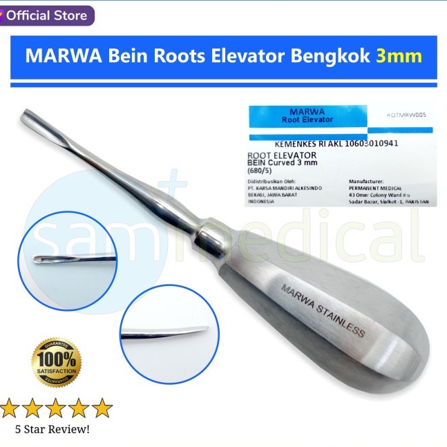 MARWA Bein Root Elevator Bengkok 3mm