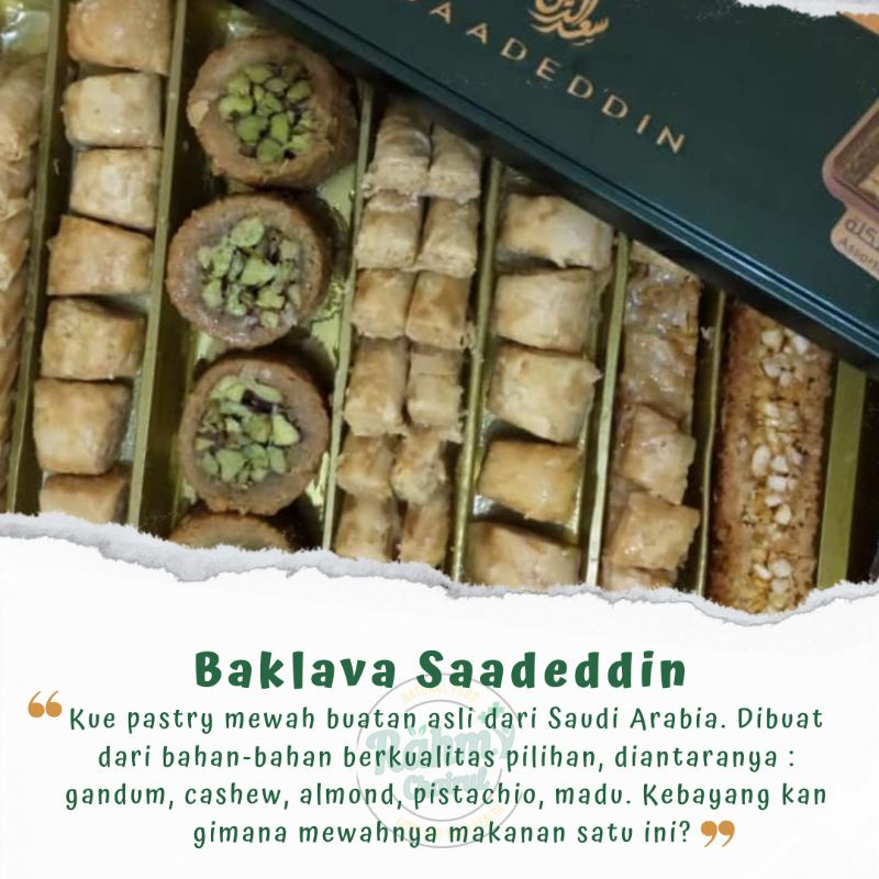 Baklava Mewah Saadeddin Pastry Ukuran Medium 500GR / Assorted Baklava Saudi Medium 500GR / BAKLAVA M
