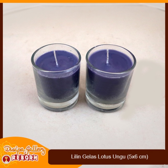 Lilin Gelas Ungu Stearin Wax Dekorasi Cafe Resto Hotel Spa Serbaguna