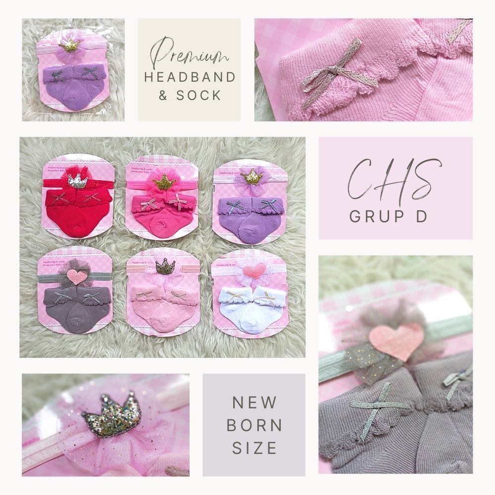 paket set headband bandana pita dan sock bayi
