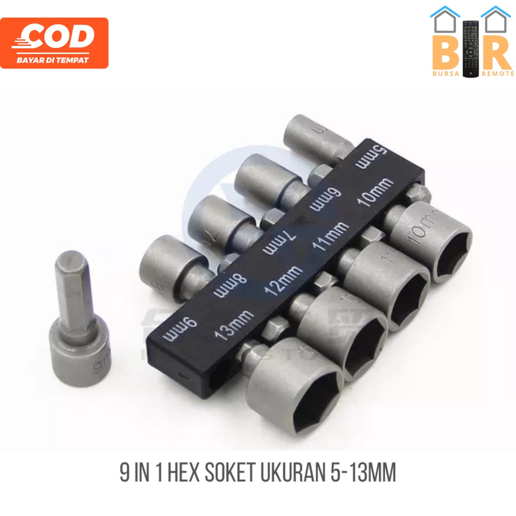 Mata Bor Socket Hex Nut Baut Roofing Set 9 PCS 14 PCS