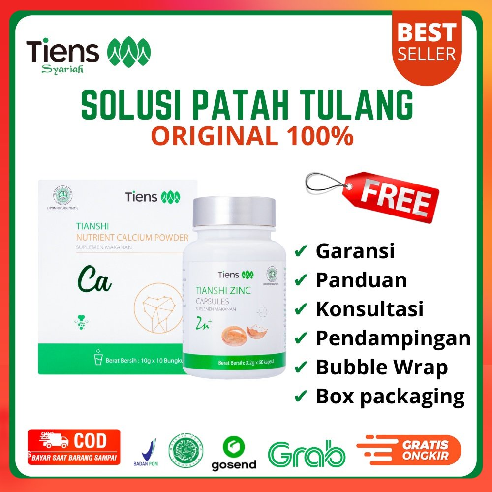 PAKET PRODUK SUSU KALSIUM + ZINC TIENS UNTUK OBAT PATAH TULANG TANGAN JARI LENGAN PINGGANG PUNGGUNG 