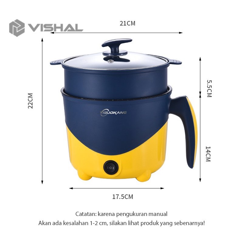 VISHAL Panci Listrik Serbaguna 1.8L- Electric Cooking Pot Electric Frypan Panci Listrik Portable Fry Pan VS-1855