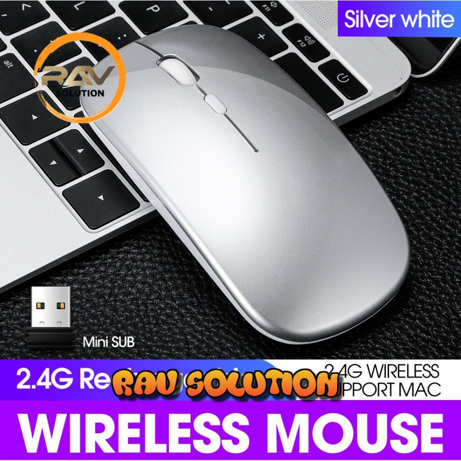 SKU-1236 MOUSE WIRELESS APPLE RECHARGEABLE SILENT KLIK BISA DI CHARGE