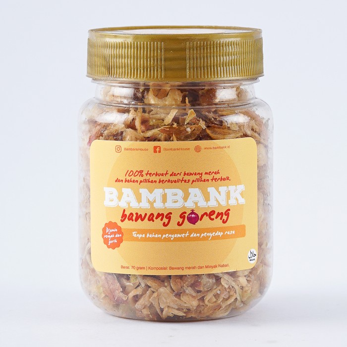 

Bawang Goreng Dek Bambank - Paket 420 Gram ( Isi 6 Toples )