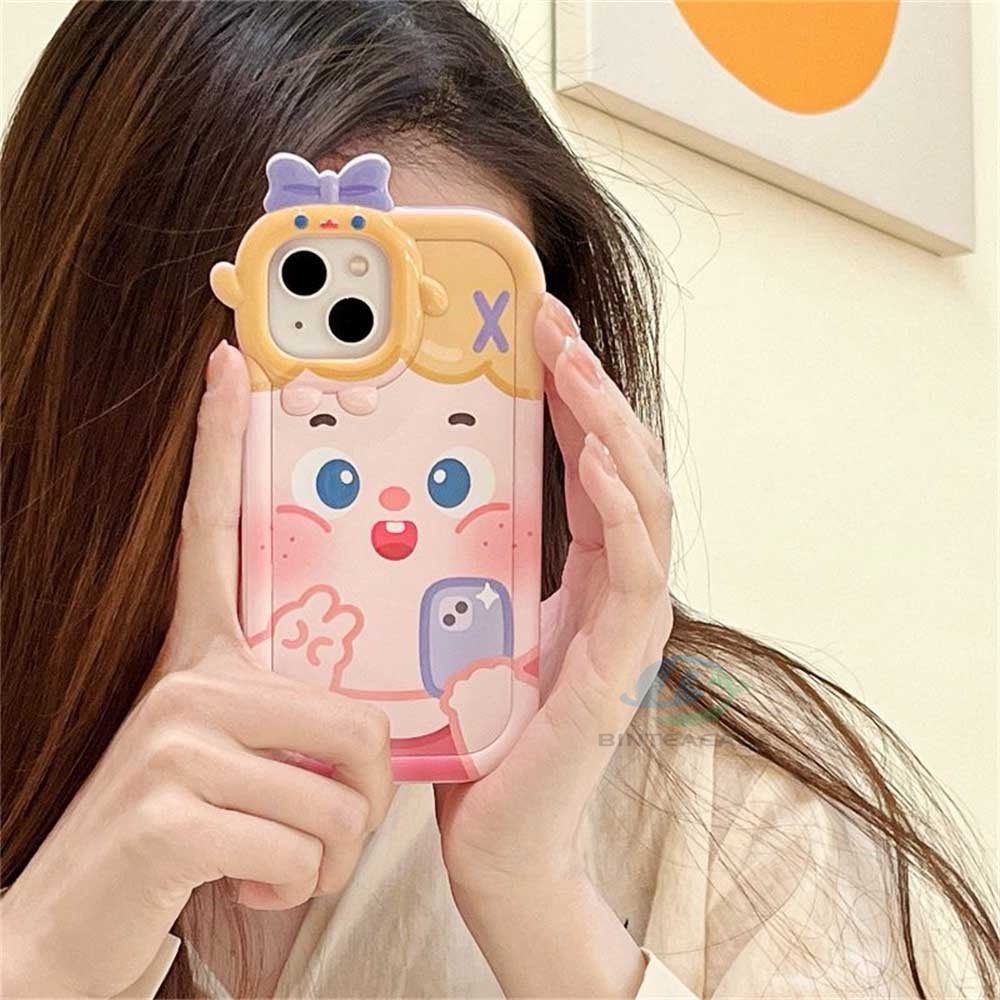 Realme 10 C55 C30 C31 C33 C35 C21Y C25Y RealmeC11 C25 C17 C15 C12 C3 C2 7i 5 5i 6i Gadis Lucu Monster Kecil Frame Lensa Casing Ponsel Binteacase