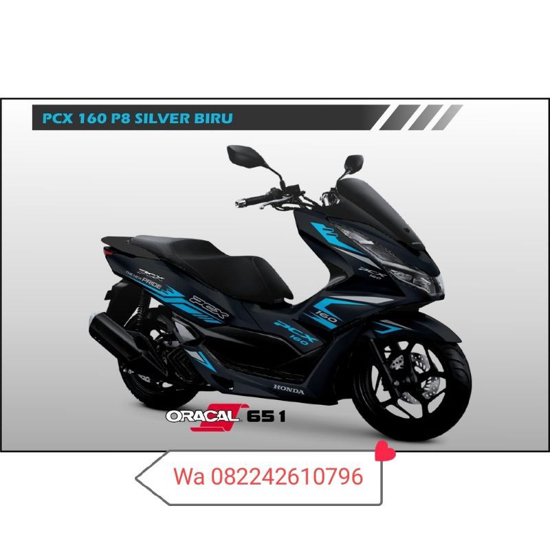 Sticker Cutting Striping Honda Pcx 160 Hitam Sporty Biru