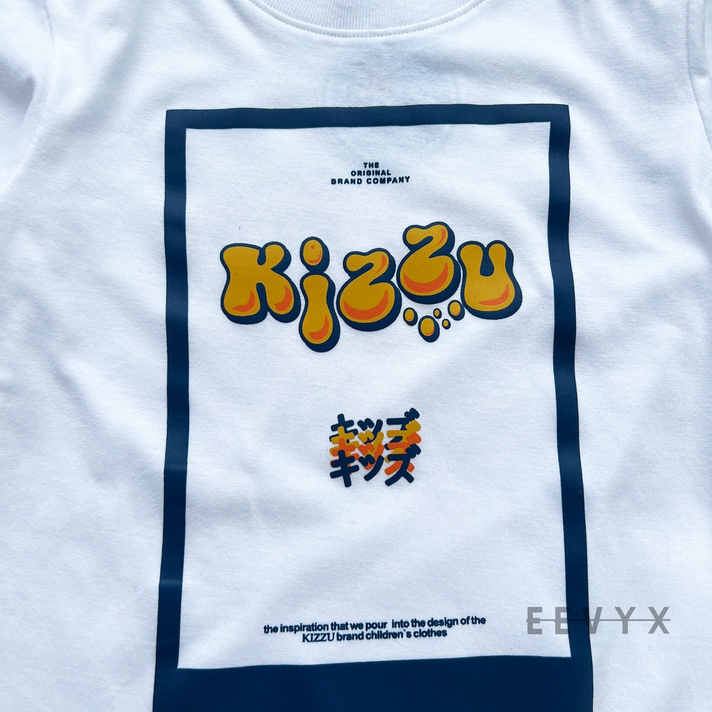 Kizzu Baju Kaos Anak Laki Laki Lengan Panjang Umur 1-12 Tahun - Kotak White - Eevyx Store