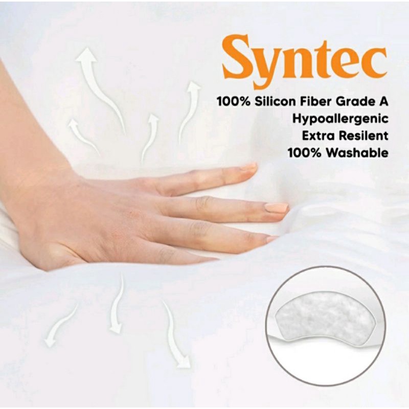 Bantal Tidur Syntec 100% Silicon Fiber Grade A ( Uk. 45cm x 65cm)