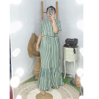 Nagita Strip Home Dress Korean Terbaru Bahan Rayon