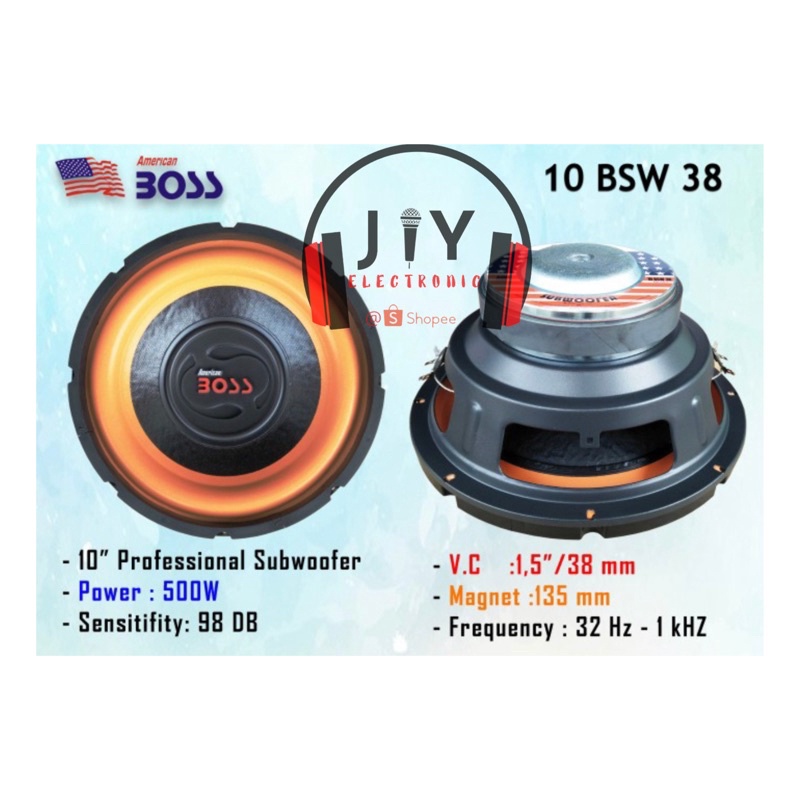 Speaker Subwoofer 10 inch American Boss 10 BSW 38 10BSW38
