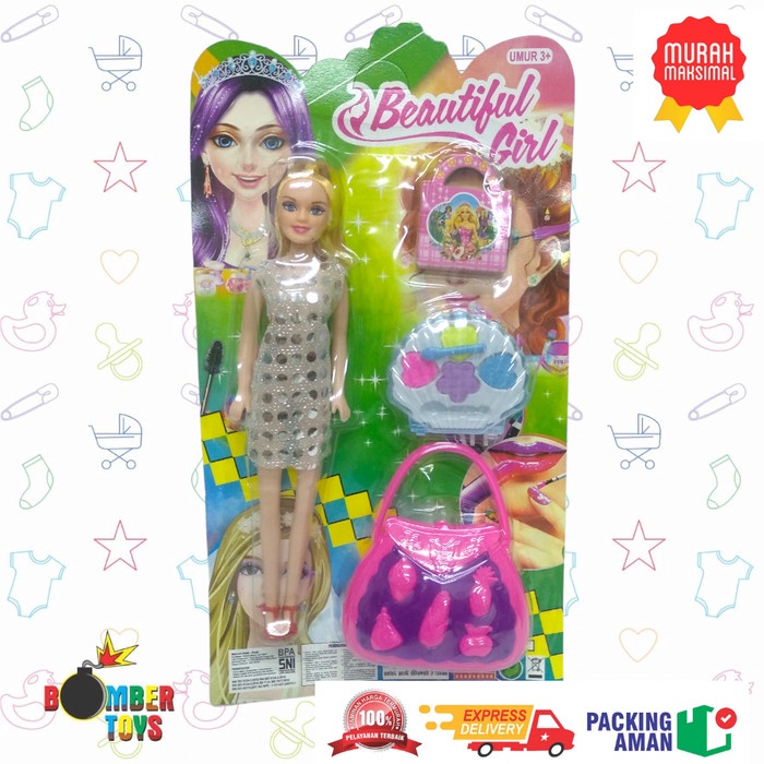 MAINAN ANAK BONEKA BERBIEE MAKEUP DANDAN BAJU BERBIE BEAUTY 989-3