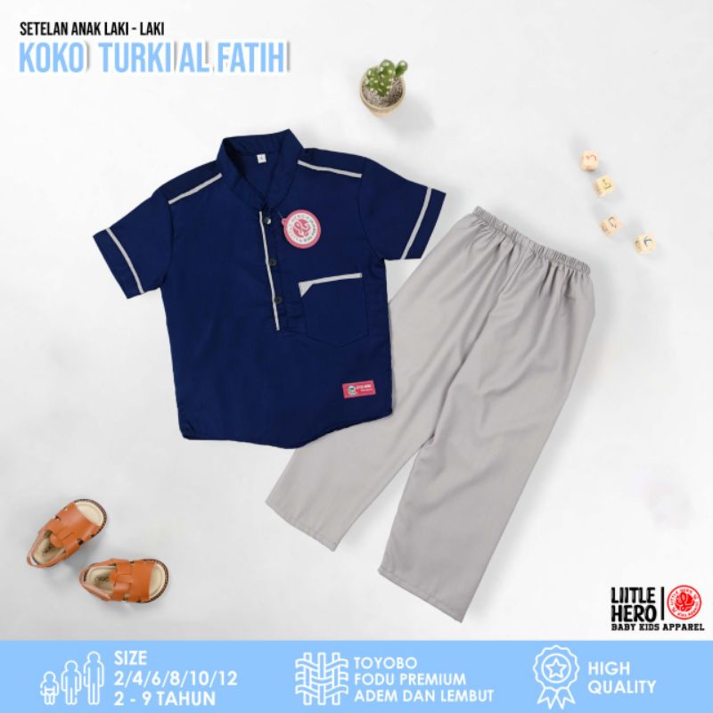 Setelan Baju Koko Turki Muslim Terbaru Anak Laki Laki Cowok Little Hero Al Fatih Usia 2 3 4 5 6 7 8 9 Tahun