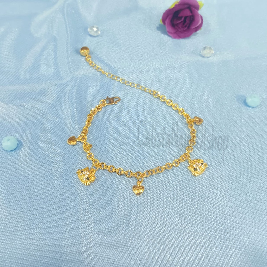 GELANG RANTAI JURAI ANAK FULL MATA  PERHIASAN EMAS KOREA ANTI KARAT DAN ANTI LUNTUR